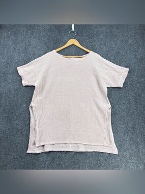 Cobblestone Light Pink Gauzy Laganlook Minimalist Boxy Tunic Top Women’s XL